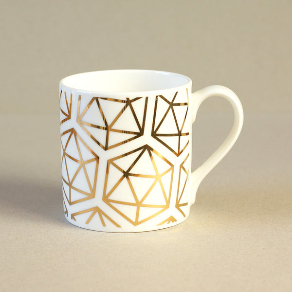Gold icosahedron mug